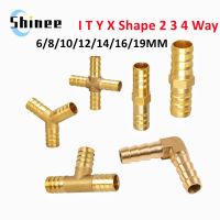 Brass Barb Pipe Fitting Straight Elbow T Y X Shape 2 3 4 Way Connector for 6mm to 19mm 8mm 10mm 14mm 16mm 19mm Copper Water Tube Watering Systems Gard