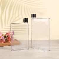 1Pc Flat Plastic Cup Flat Water Bottle Transparent Book Paper Pad Portable Water Bottle Drinks Kettle Bottle for Notebook Toiletries  Cosmetics Bags