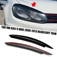 CHONGQINGHANGQINSHANG ที่ตัดโครเมี่ยมสำหรับ VW Golf 6 MK6 GTI GTR 2008-2013อุปกรณ์เสริมรถยนต์สีดำคิ้วไฟหน้ากรอบตกแต่ง