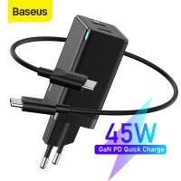 Baseus GaN Charger 45W PD USB Charger Quick Charge 4.0 3.0 Dual USB Phone Charger ForiP สำหรับ Huawei Mate 10 สำหรับ Samsung แล็ปท็อป