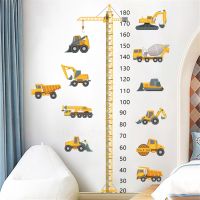 Construction Vehicle Tower Crane height stickers For Kids Room Kindergarten Baby Measuring Height Ruler Wall Stickers Boys Gift
