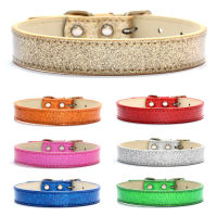 Bling หนังสุนัข Cat Collar Glitter วัสดุลูกสุนัขสายคล้องคอสำหรับสุนัขขนาดกลางขนาดเล็กอุปกรณ์เสริมสีแดงสีชมพู XS-3XL-sdfwerwewewq