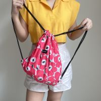 Marimekko smart sack bag กระเป่าเป้ดอกสีชมพูเล็ก ผ้าร่มกันน้ำ พับเก็บได้ ของแท้ 100% มีป้ายแท็ก