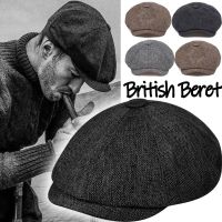 Spring Autumn Classic Herringbon Beret Vintage Newsboy Caps Men Women Hat Plaid Stripe Winter Cotton Flat Cap British Painter