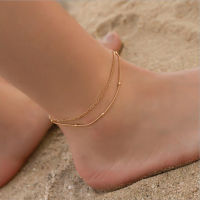 Two layer Anklet Bead snake chain gold silver plated metal chain extend chain Lobster Clasp