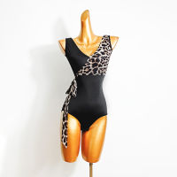 Leopard Printed Design Patchwork and Tassel Latin Dance Bodysuit Stage Performance Dress YJZH001 Latin Dance Costume