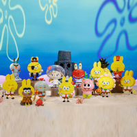 POP MART มอนสเตอร์ X SpongeBob ชุด SquarePaints Transforbu สะสมน่ารักรูปการกระทำหุ่น Kawaii อะนิเมะของเล่น