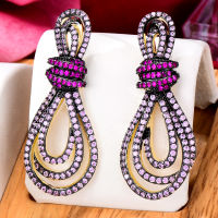 GODKI 39mm Bowknot Full Mirco Paved Micro Zirconia Women Bridal Dress Wedding Everyday Drop Earring Fashion Jewelry