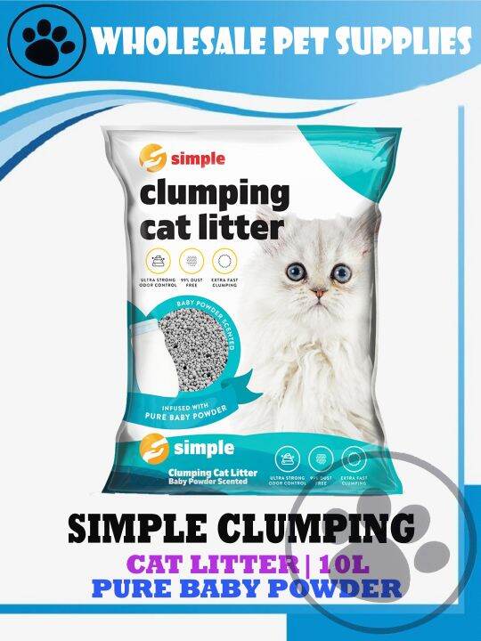 SIMPLE CLUMPING Cat Litter (BABY POWDER) 10L Lazada PH