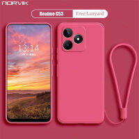 NORVIK เคสกันกระแทก Realme C53เลนส์เคสโทรศัพท์แข็ง,ฝาหลัง TPU แบบนิ่มที่เป็นซิลิโคนเหลวขอบตรงพร้อมสายคล้อง N26-D2