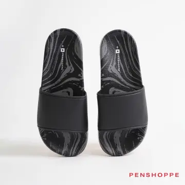 Shop Penshoppe Printed Flip Flops For Men black with great