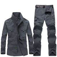 Spring Summer New Mens Quick-drying Trousers Large Size Outdoor Quick-drying Waterproof Shirt Trousers Suit Mens Overalls Suit