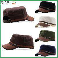 QIZUI ลำลองแบบสบายๆ ปรับได้ปรับได้ ผ้าคอตตอน หมวกแก๊ปเบสบอล หมวกนักเรียนนายร้อย หมวกกองทัพ หมวกบังแดด