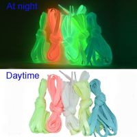 1 Pair Fluorescence Shoelaces Emission Flat Flat For Sneakers Canvas Luminous Shoelaces