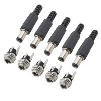 5Pair 5.5 x 2.1mm DC Power Male Plug Connectors Metal 5.5*2.1 DC Power Supply Jack Female Socket Panel Mount Terminal Connector  Wires Leads Adapters