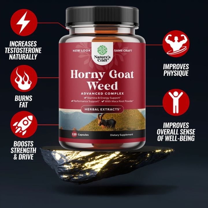 ของแท้-นำเข้าต่างประเทศ-เพิ่มสมรรถภาพท่านชาย-natures-craft-horny-goat-weed-herbal-complex-extract-for-men-and-women-1000-mg-โปรดระวังของปลอม-ราคา-ถูก-ส่ง