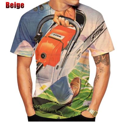 2023 the Newest with Mens Fashion Stihl 3d Print T-shirt Short-sleeved Round Neck Fashion Casual Top T-Shirts
