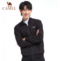 Camel เสื้อแจ็คเก็ตกีฬาถักสำหรับผู้ชาย,เสื้อแจ็คเก็ตลำลองกันลมคอปกตั้งสำหรับกิจกรรมกลางแจ้ง