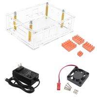 กล่องฝาปิดสำหรับ Orange Pi 5 Plus พร้อมกล่องหม้อน้ำมาเธอร์บอร์ดอะคริลิคใสพัดลมทำความเย็นและชุดฮีทซิงค์