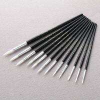 [Kiki tool store] Paint Brush Different Size Black penholder White Nylon Hair Oil Painting Brushes Watercolor Acrylic Drawing Art 12Pcs/Lot