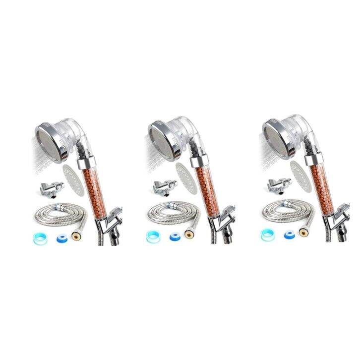 3X Mineral Shower Head High Pressure with Filter,Handheld Detachable
