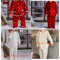 2023 Winter PJ Kids Christmas Pajamas Family Pyjamas Set for Women Girls Baby Boy Mens Pajamas Red White Velvet Lounge Wear