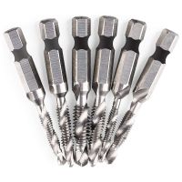 6Pcs Drill Tap Set Hex SAE Combination Drill and Tap Bit Set HSS 4341 Screw Tap Deburr Drill Bit