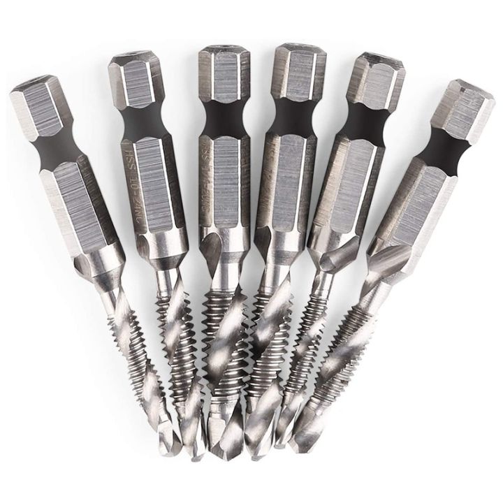 6pcs-drill-tap-set-hex-sae-combination-drill-and-tap-bit-set-hss-4341-screw-tap-deburr-drill-bit