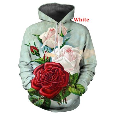 2022 Red Rose ดอกไม้และดอกทานตะวัน 3D พิมพ์ผู้หญิง/ผู้ชาย Hoodie เสื้อกันหนาว Tops