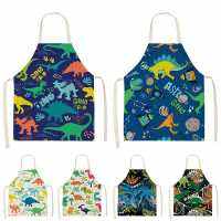 Cartoon Dinosaur Print Apron Anti-fouling Waterproof Apron Chef Apron Ladies Sleeveless Apron Cleaning Tools Cooking Accessories Aprons