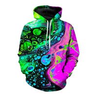 2023 2023 คุณภาพสูง SOSHIRL Liquid Fun 3D Printed Funny Drips of Nacre Hoodie Hipster Unisex Winter Hip Hop Streetwear Toxic Fluor Pullovers Tops Thin hooded sweater สต็อกเพียงพอ