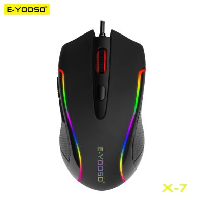 E-YOOSO X-7 USB wired Gaming RGB Mouse 6400 DPI programmable game Optical mice backlight ergonomic for laptop PC computer