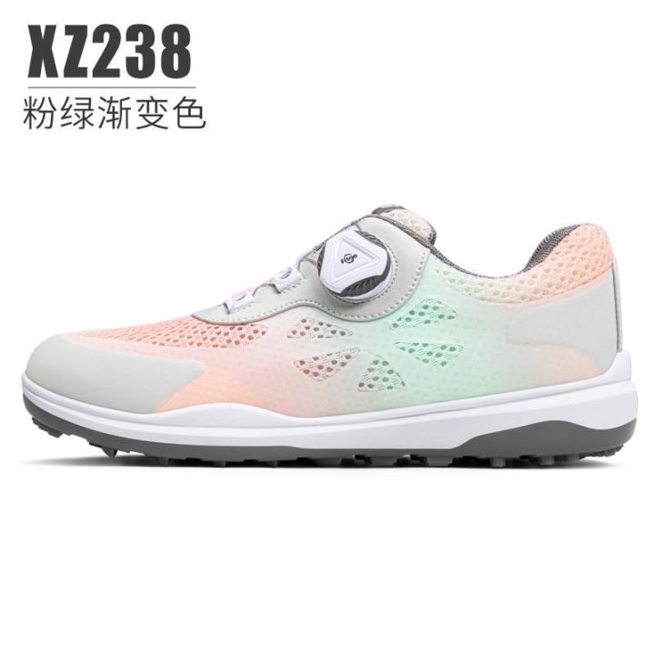pgm-golf-womens-shoes-anti-skid-wear-resistant-gradient-sports-knob-buckle-shoelaces-breathable-mesh-upper-sneakers-golf