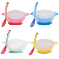 Baby Bowl Set Training Bowl with temperature-sensitive spoon Set Learning Dishes With Suction Cup Children Training Dinnerware