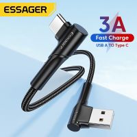 325วังฮีขายดี - / Essager 90องศา USB Type C เคเบิ้ล3A ลวดชาร์จอย่างรวดเร็วสำหรับ Xiaomi หัวเว่ย Mate ซัมซุง R Edmi OPPO เกียรติโทรศัพท์ชาร์จสายข้อมูล