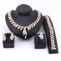 【CW】 Dubai Gold Color Colorful Leopard Jewelry Sets Fashion Nigerian Wedding African Costume