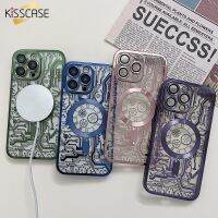 KISSCASE รูปแบบวงจรเคส Magsafe สำหรับ iPhone 15ProMax พร้อมโปร่งใสเคลือบอิเล็คโทรเพลทฟิล์มเลนส์ป้องกันการตกฝาครอบเนื้อนิ่ม TPU สำหรับ iPhone 15 Plus 14 12 11