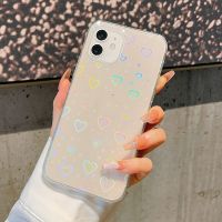 Transparent Laser Love Heart Phone Case For Samsung A32 A52 A72 A51 S21 S20 S22 Ultra S20 FE Note 20 Ultra Shockproof Soft Cover