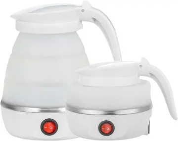 Foldable Portable Kettle  Travel Kettle - Upgraded Food Grade Silicone, 5  Mins Heater To Quickly Foldable Electric Kettle, White 600ML 110V US Plug 