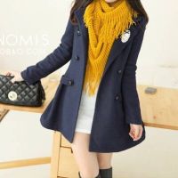 LADY COAT เสื้อโค้ทกันหนาว ทรงหวานๆ สไตล์เกาหลี พร้อมส่ง DARK BLUE