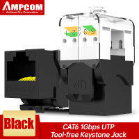 AMPCOM CAT6 Keystone Jack, RJ45 UTP Keystone โมดูลอะแดปเตอร์ไม่ต้องใช้เครื่องมือ Punch-Down Couplers