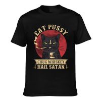 Personality Eat Pussy Chug Whiskey Hail Satan Tattoo Novelty MenS T-Shirts Daily Wear