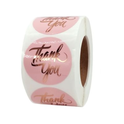 100 500pcs 38mm/1.5inch Pink Thank You Stickers Gold Foil Label Stickers For Wedding Party Gift Card Stationary Decor Stickers
