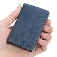【CC】♦✟  Baellerry Blocking Card Holder Leather Wallet for Men Luxury Credit Metal Cardholder