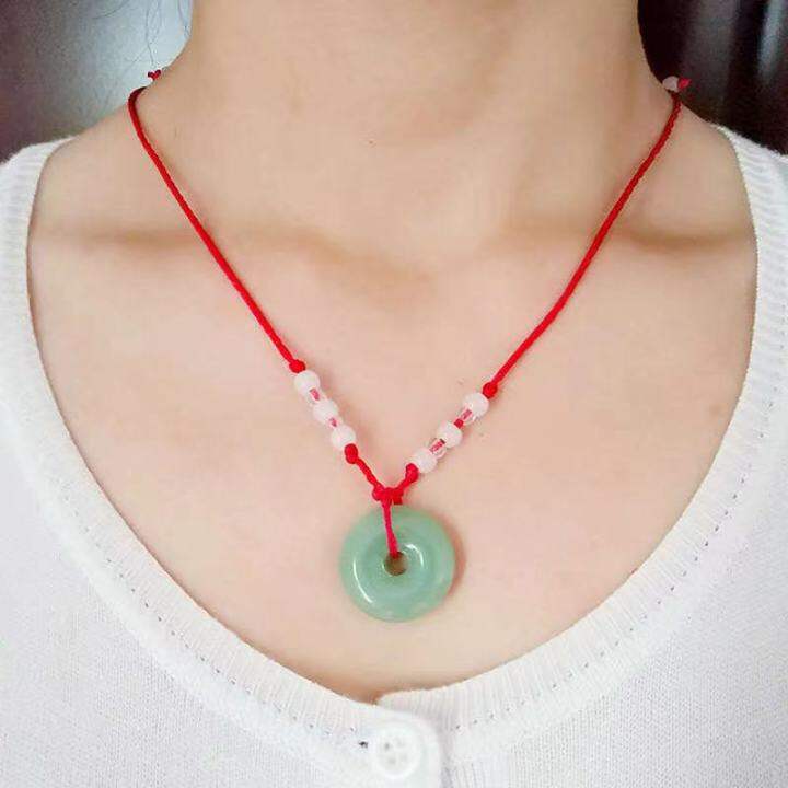 Lucky buckle pendant necklace men and women safe jade jade pendant red