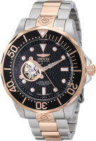 Invicta Mens 13708 Grand Diver Automatic Black Textured Dial Two-Tone Stainless Steel Watch