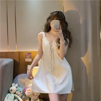 --SY23726☑♈﹊ V-neck lace bowk sg sexy dress ice silk ghtdress th sectn jamas womens summer home service