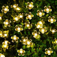 Outdoor Solar Flower String Lights Waterproof 200LED Fairy Light Decorations for Christmas Tree Garden Patio Fence Yard