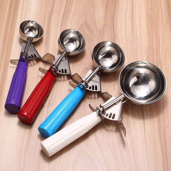 4 Sizes Stainless Steel Fruit Ice Cream Scoop Spoon Cookies Spoon