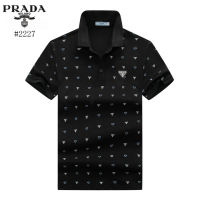 [Ready Stock] Pradas Official Breathable Everyday Printed Polo Shirts for Men High Quality Lapel Short Sleeve T-shirts Male